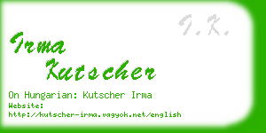 irma kutscher business card